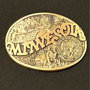 First Edition - State of Minnesota - Solid Brass Belt Buckle - 80’s Vintage
